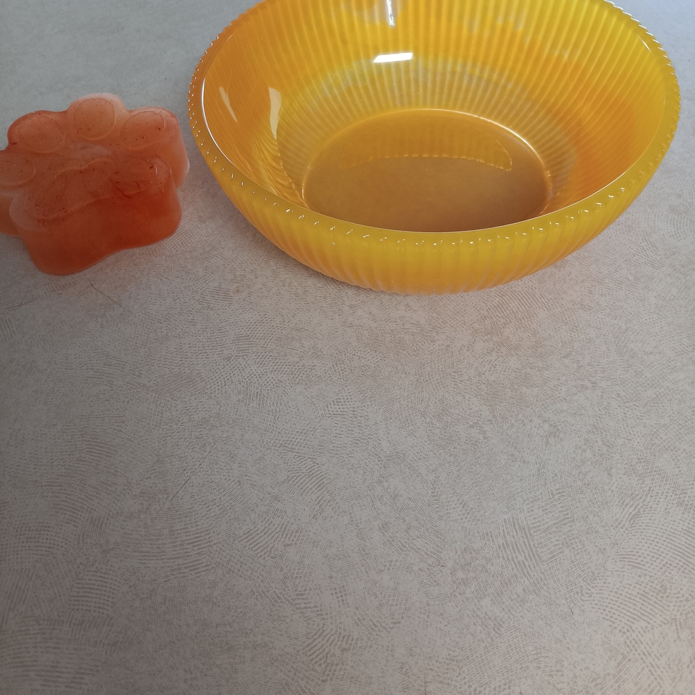 Yellow and Orange Ribbed Bowl